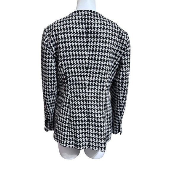 Express Houndstooth Wool Blend Blazer Jacket Black White Academia Womens 12 - Picture 4 of 14